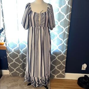 Style House Striped Blue and White Maxi Dress